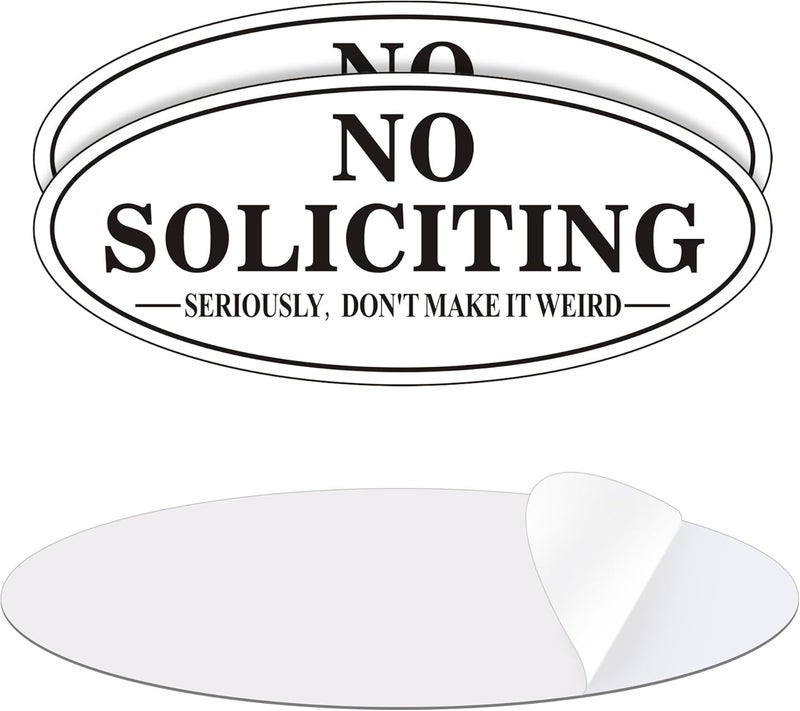 MongFun (2 Pack) No Soliciting Sign For Front Door, 7 x 3 Inches Self-Adhesive Seriously Don't Make it Weird Aluminum Metal Signs - Image 1
